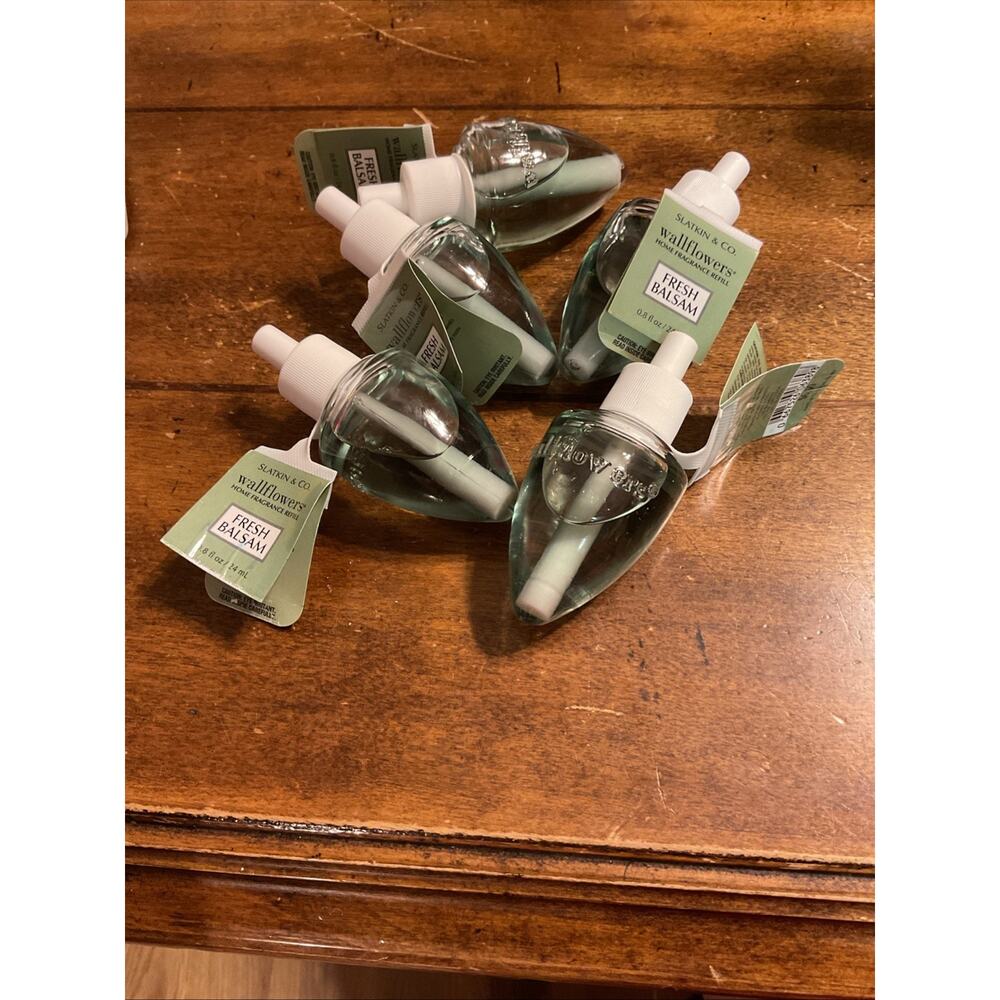 Bath & Body Works WALLFLOWER FRAGRANCE REFILL BULB Fresh Balsam New Lot Of 5 - Picture 1 of 3